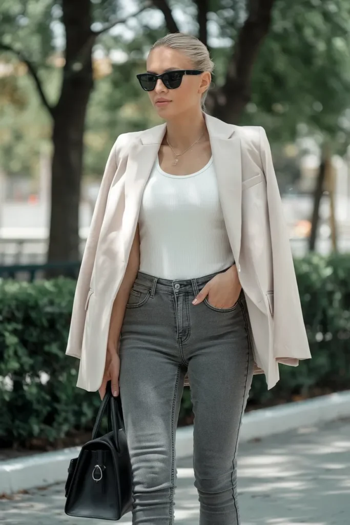 Effortless Chic: Lightweight Duster + Tank + Relaxed Jeans
