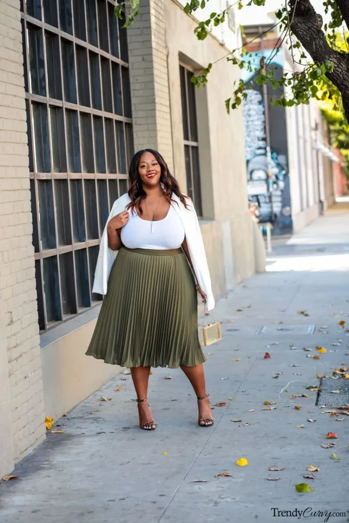 Chic and Elegant: Pleated Midi Skirt & One-Shoulder Tank