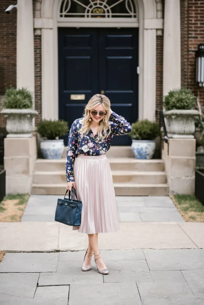 Elegant & Feminine: Cardigan Set + Pleated Skirt