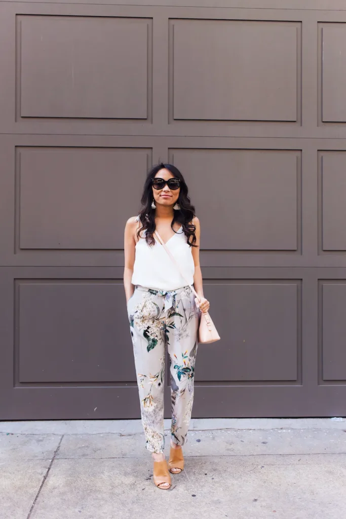 Fresh & Feminine: Floral Blouse + Ankle Pants + Mules