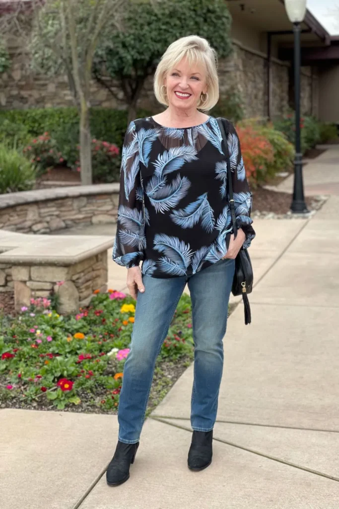 Chic & Effortless: Sheer Long Sleeve Top + Bralette + Denim