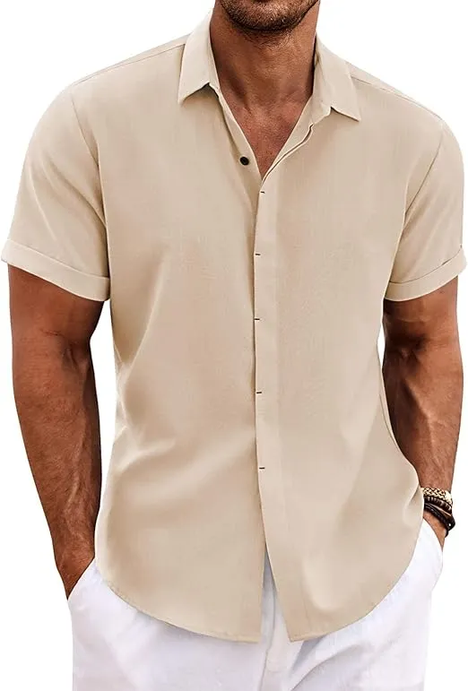 Relaxed Linen Shirt with Rolled Chinos and Leather Sandals