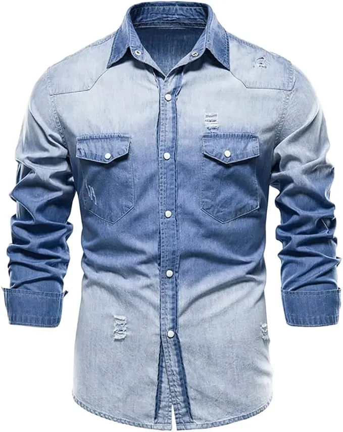 Denim Shirt + White Tee + Slim Pants – Timeless Casual Combo