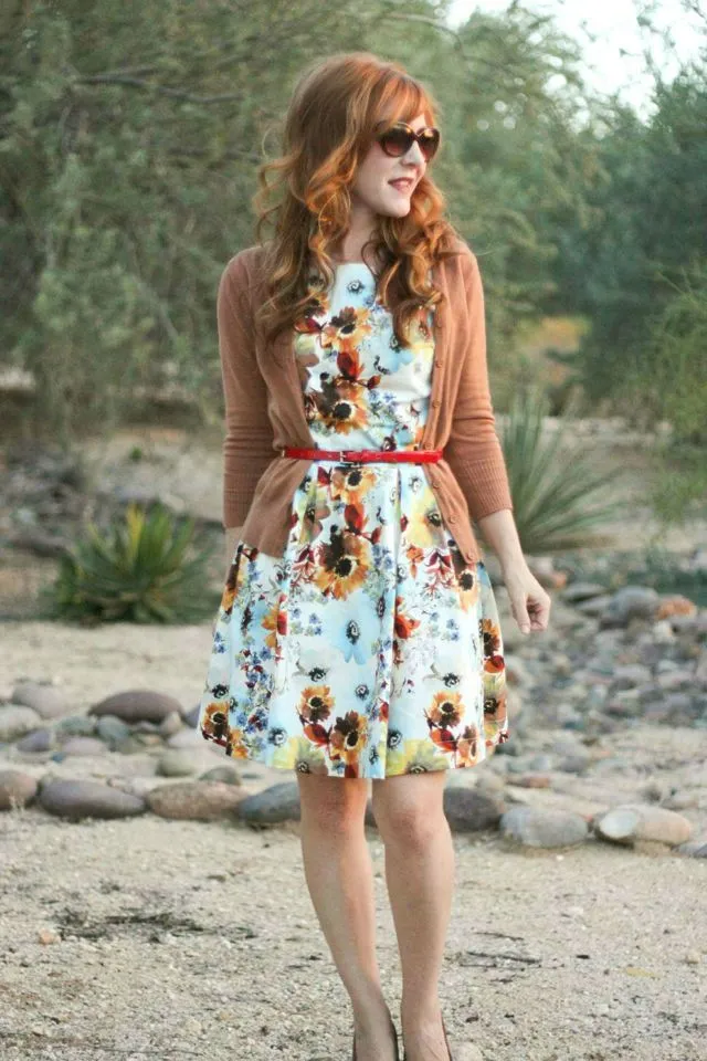Soft Girl Teen Outfit: Floral Dress & Cardigan