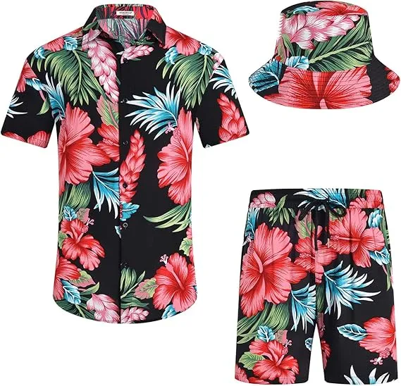 Beach-Ready Look with Hawaiian Shirt and Swim Shorts