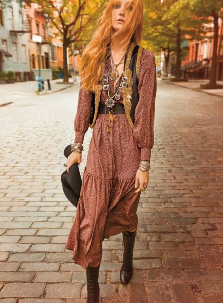 Boho Tiered Skirt & Statement Jewelry Ensemble