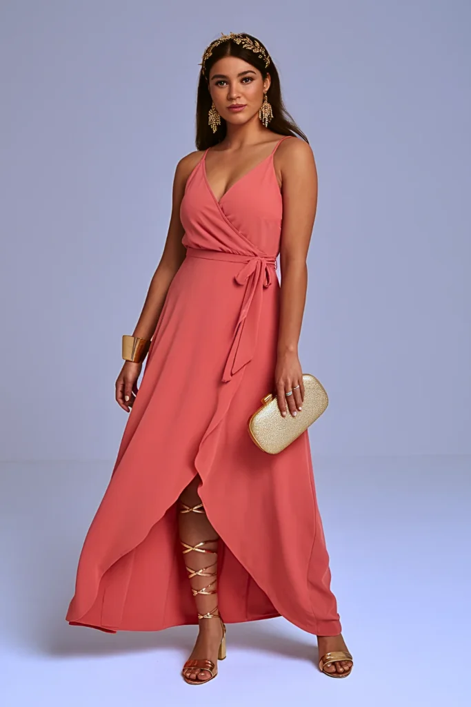 Grecian Glam: Tiered Maxi Dress with Woven Accents