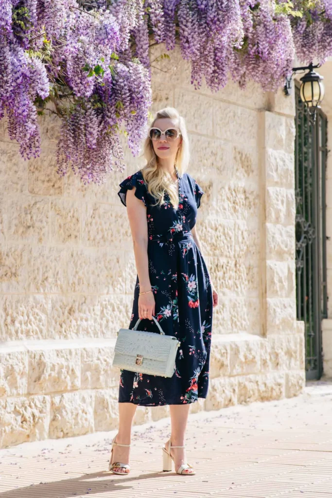 Bloom & Brunch: Floral Wrap Dress with Block Heels