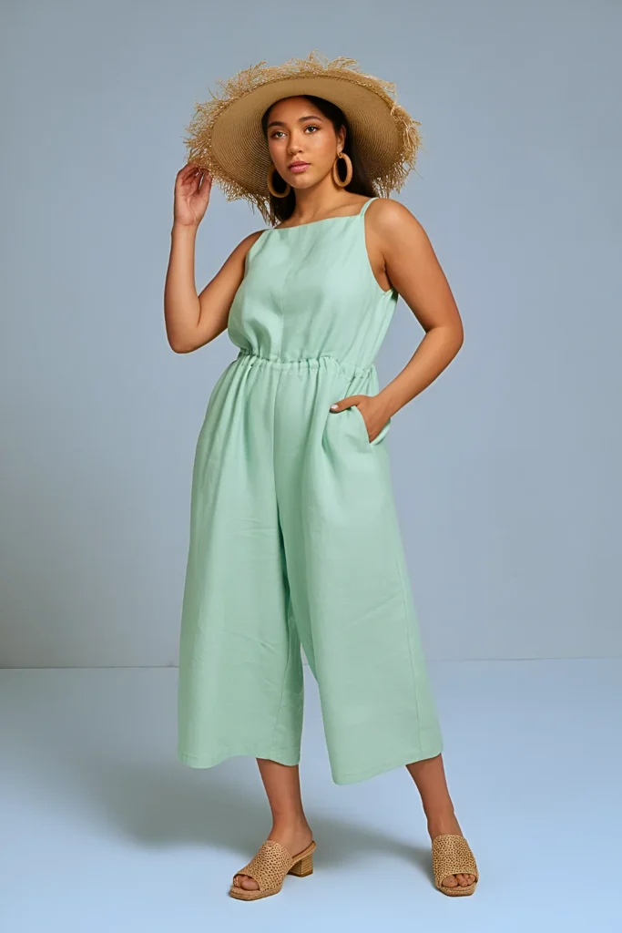 Effortless Elegance: Bold Romper with Straw Accents